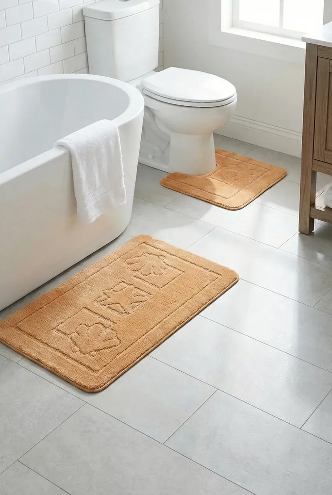 Zestaw dwóch łososiowych dywaników łazienkowych S5-W23