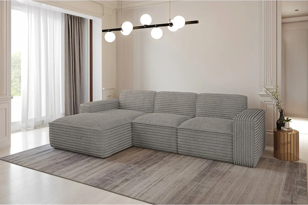 Narożnik w kształcie L Siena, tkanina Velo, Szary, Lewy