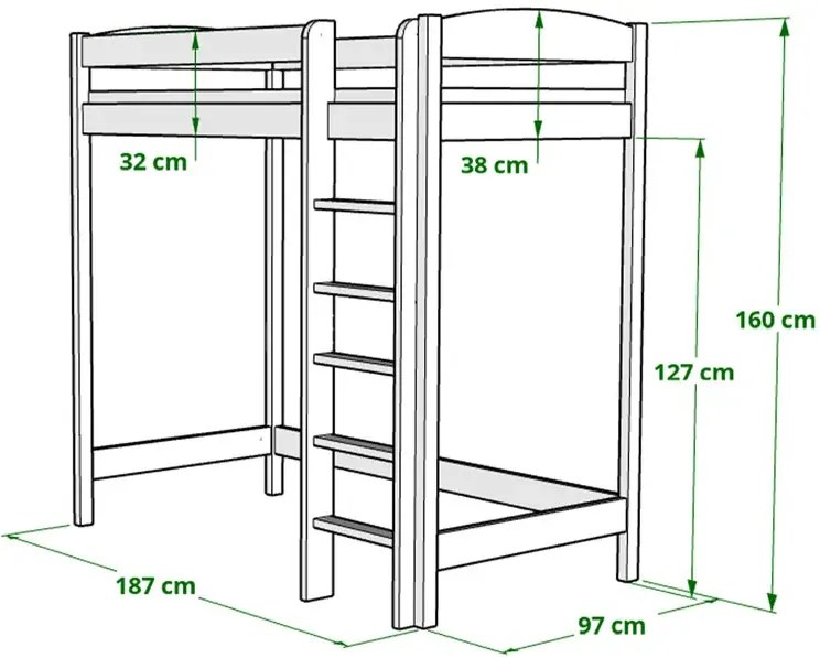 Białe łóżko piętrowe pojedyncze z materacem K5-N88
