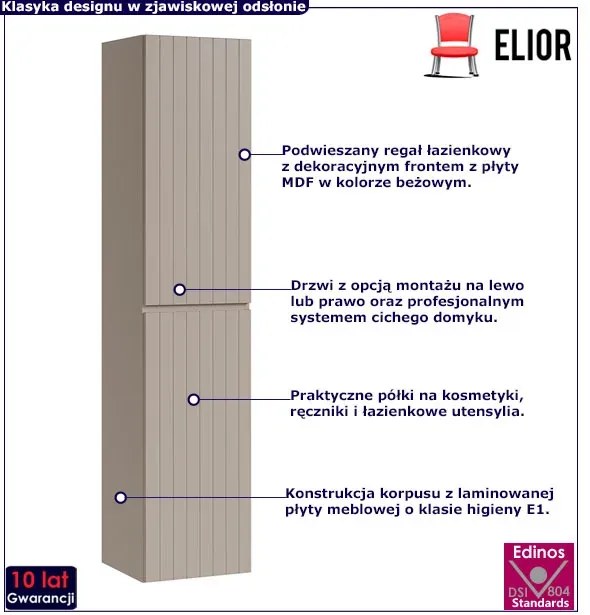 Beżowy wiszący regał łazienkowy z lamelami Z5-K87
