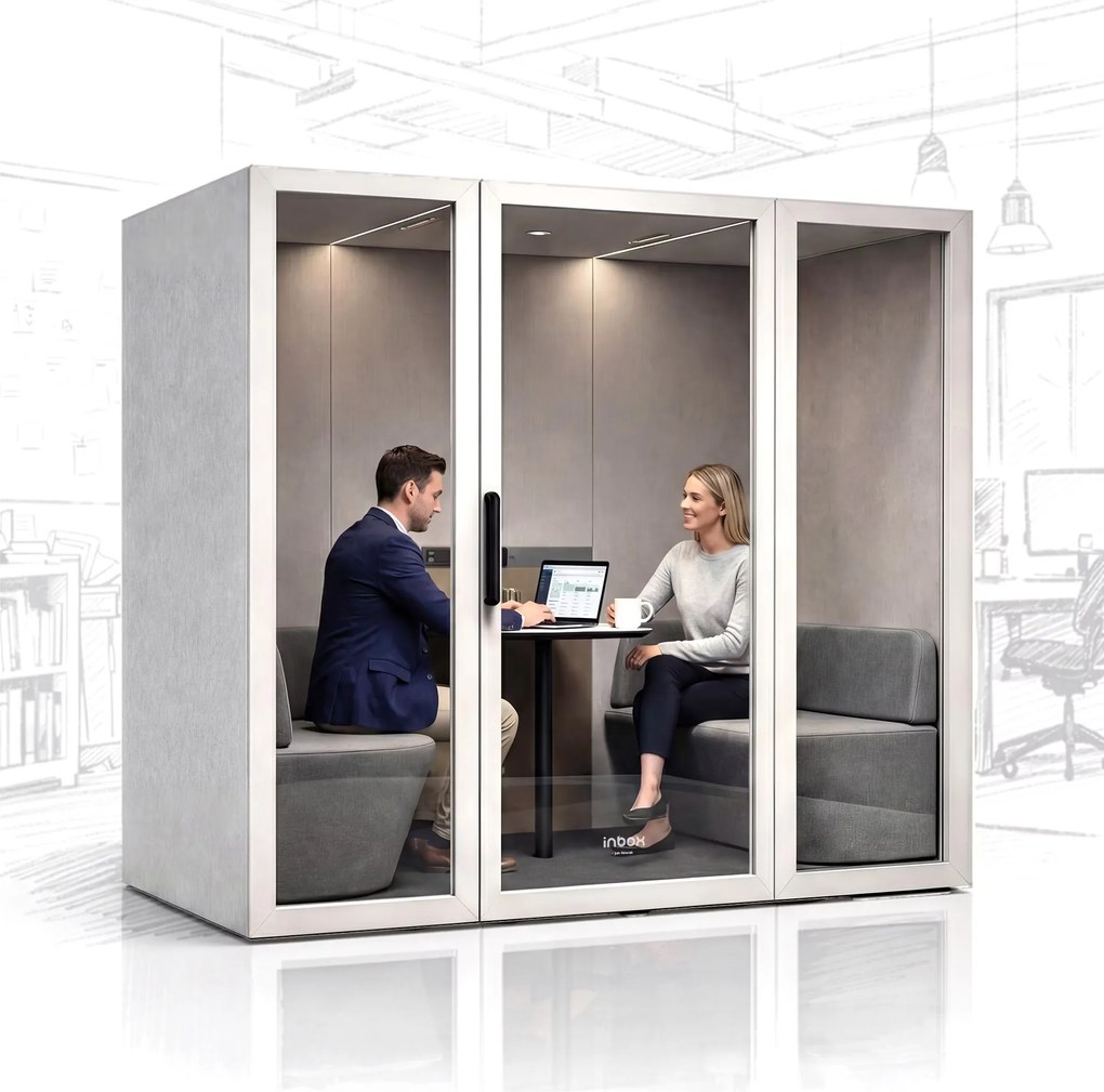 Budka akustyczna do biura INBOX 4-osobowa 2100 x 2200 x 1220 mm