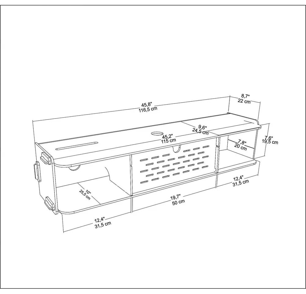 Szafka pod TV w dekorze dębu 116,5x19,5 cm Sima – Kalune Design