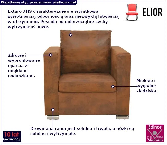 Brązowy fotel z ekoskóry F8-S45