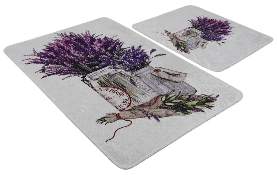 Fioletowo-jasnoszare dywaniki łazienkowe zestaw 2 szt. 60x100 cm Purpura – Foutastic