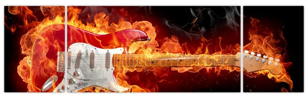 Obraz - Gitara w płomieniach (170x50 cm)