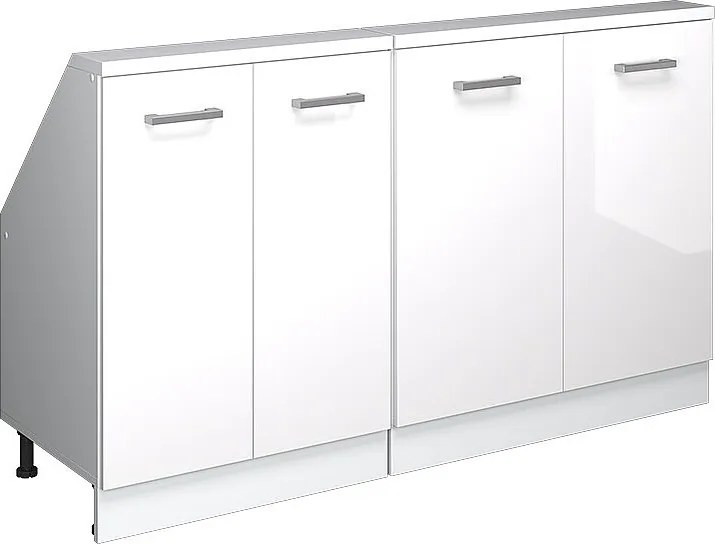 Szafka kuchenna na dach skośny biały wysoki połysk 140x46x81.6 r-line