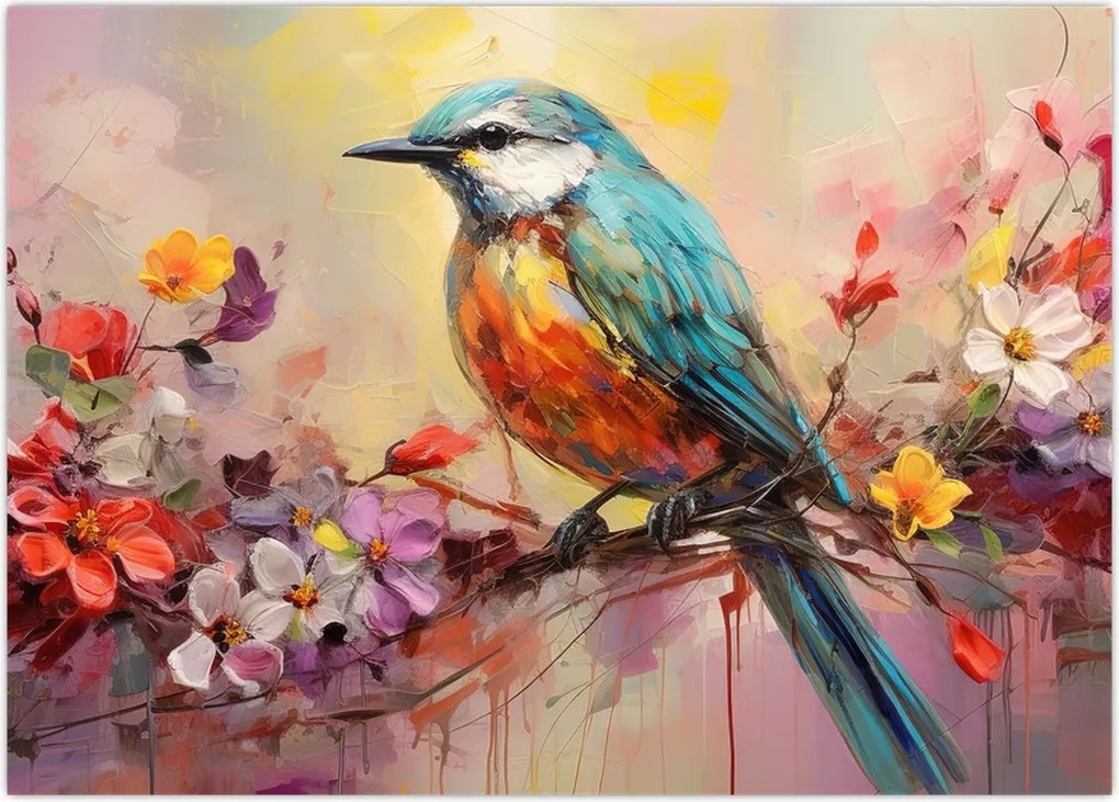 Obraz na szkle - Malowanie ptaka (70x50 cm)