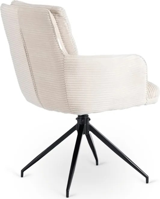 Krzesło Tapicerowane Obrotowe do Salonu AKITA Kremowe Sztruksowe Nowoczesne