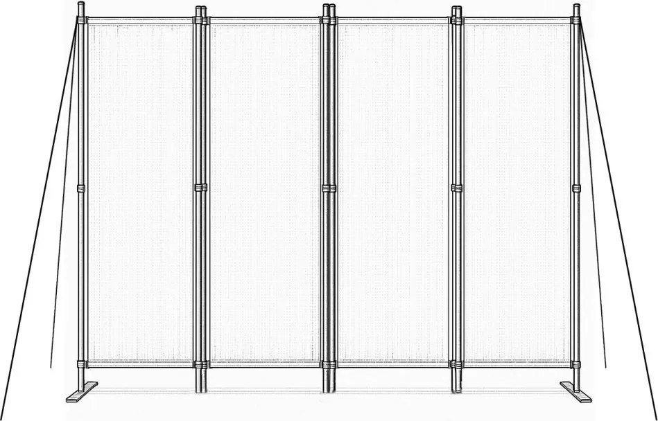 Parawan ogrodowy składany AW-022, 167x216 cm, 4-panelowy, kolor szary