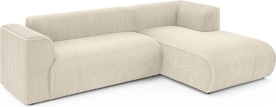 Beżowy sztruksowy narożnik (prawostronny/z szezlongiem) Merid – Ropez