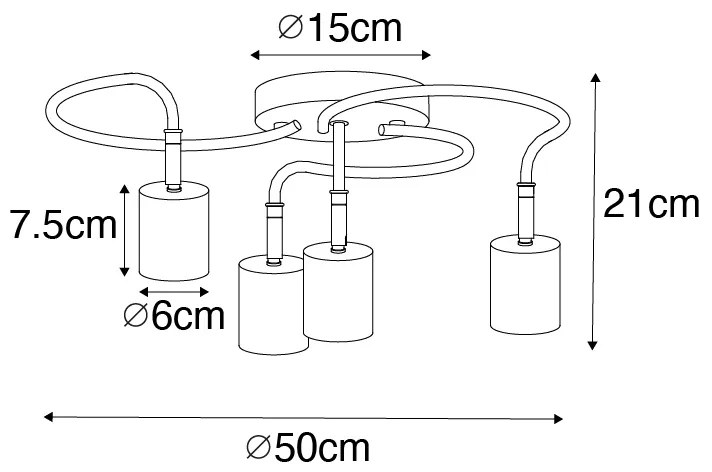 Nowoczesny plafon z reflektorami czarny regulowany 4-punktowy - Java