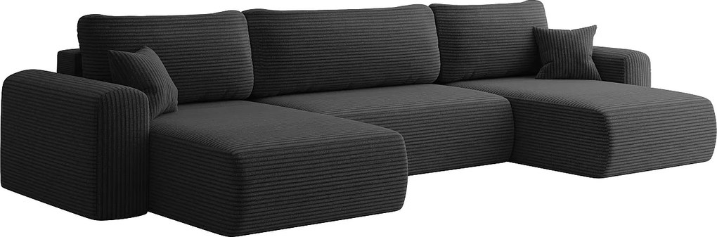 Sofa narożnik CAPRI U z funkcją spania, do salonu, czarny
