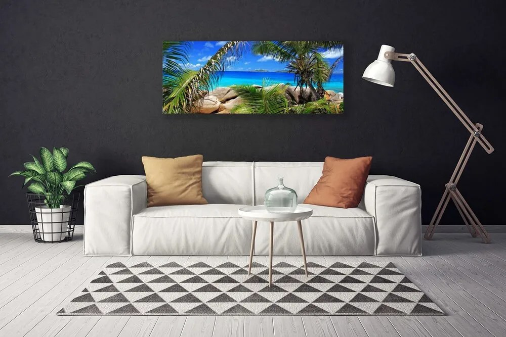 Obraz na płótnie Liście na Tle Skał