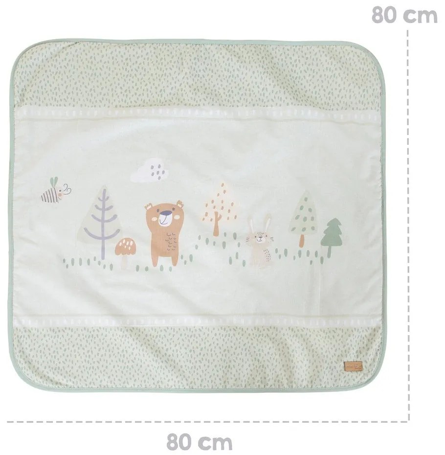 Jasnozielony koc dziecięcy z mikropluszu 80x80 cm Woodland Buddies – Roba