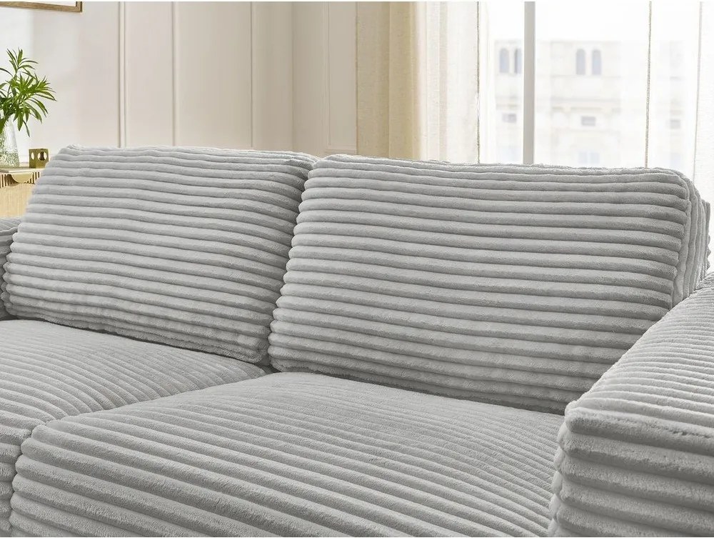 Jasnoszara sztruksowa rozkładana sofa do spania 220 cm Hugo – Bobochic Paris