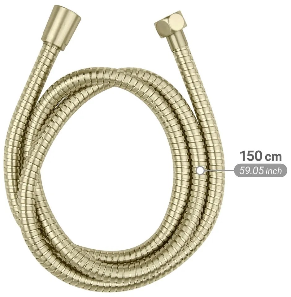 Wąż prysznicowy ze stali nierdzewnej w kolorze matowego złota 150 cm Brass – Wenko