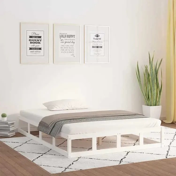 Białe dwuosobowe sosnowe łóżko 140x200 - Rixo 5X