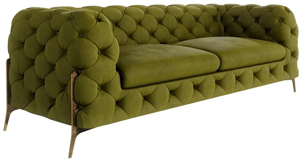Zielona aksamitna sofa 225 cm Chelsea Bis – Ropez