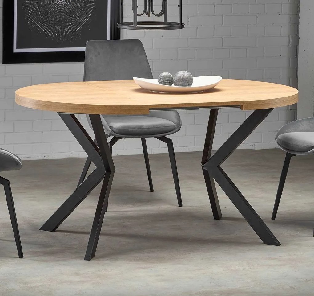 Okrągły rozkładany stół do jadalni Peroni dąb złoty / czarny