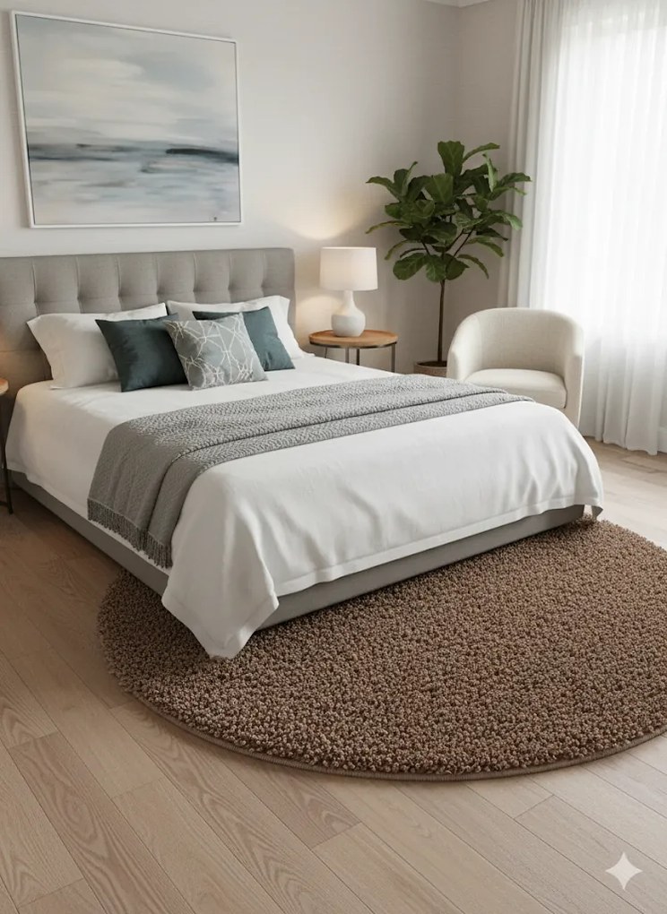 Dywan shaggy Best jednokolorowy cappuccino 120 cm x 120 cm koło