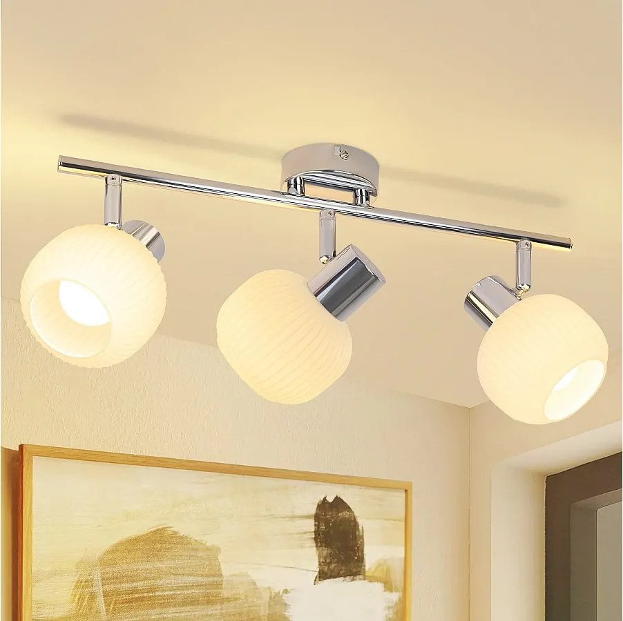 NETTLIFE Biały reflektor sufitowy E14 Klosz szklany w stylu vintage Nowoczesny reflektor wewnętrzny do sypialni i salonu