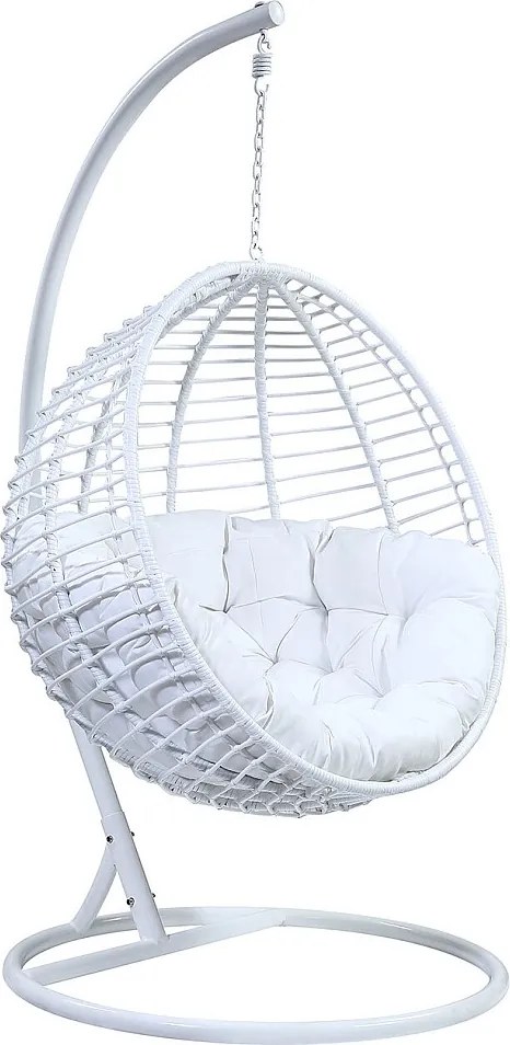 Wiszący fotel z technorattanu – biały - BONTOC