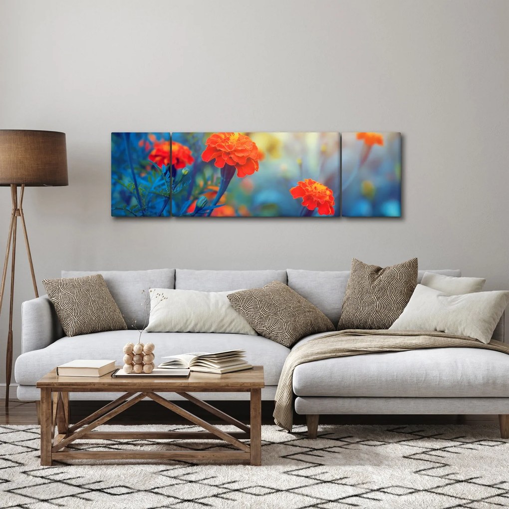 Obraz - Pomarańczowe kwiaty (170x50 cm)
