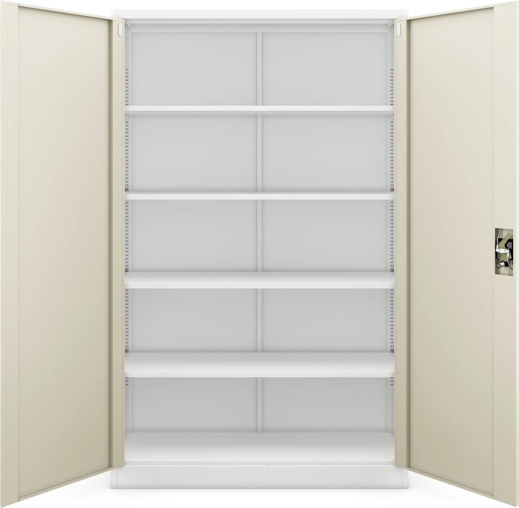 Szafa biurowa na akta szeroka Eco Design Jan II, 115x40x185 cm, biały/dąb sonoma