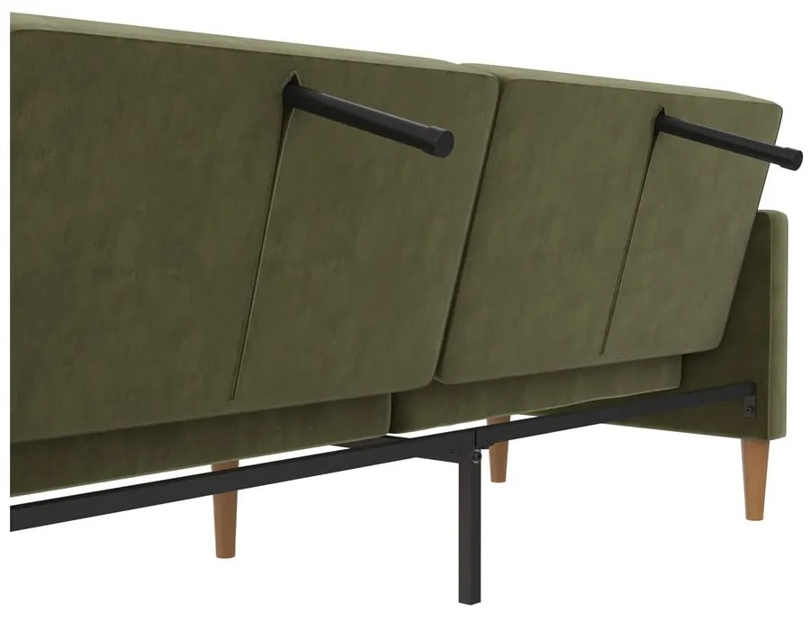 Zielona aksamitna rozkładana sofa 207 cm Lilly – Støraa