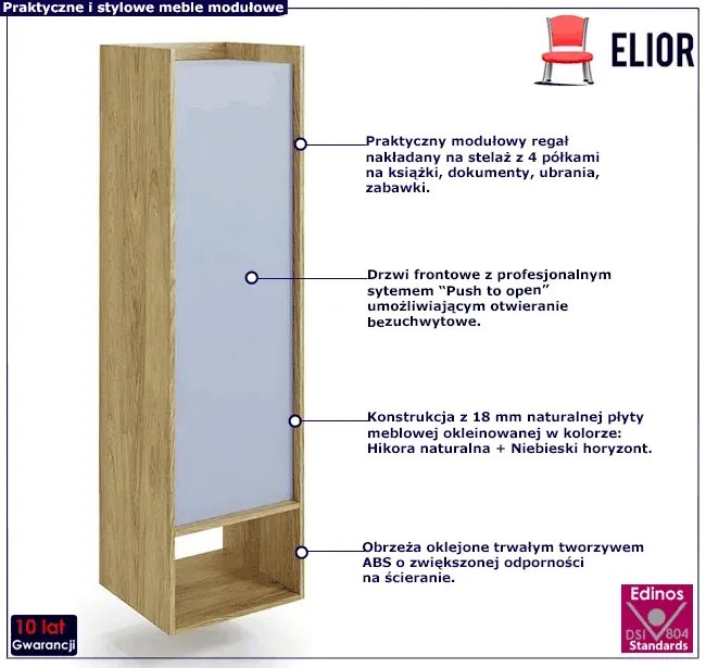 Regał modułowy hikora + niebieski horyzont - Afilia 5X