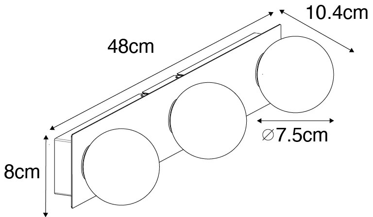 Nowoczesna lampa ścienna złota 48 cm IP44 3-światłowa - Cederic Nowoczesny Oswietlenie wewnetrzne