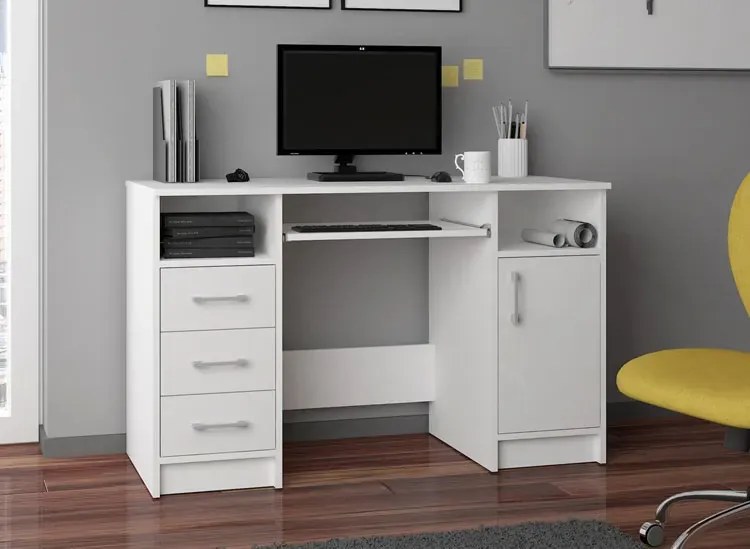 Białe duże biurko z szufladami połysk S8-B07