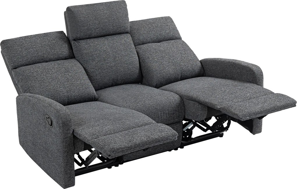 HOMCOM Fotel 3-osobowy, indywidualnie regulowane oparcia, podnóżek, materiał obiciowy, stal, Szary