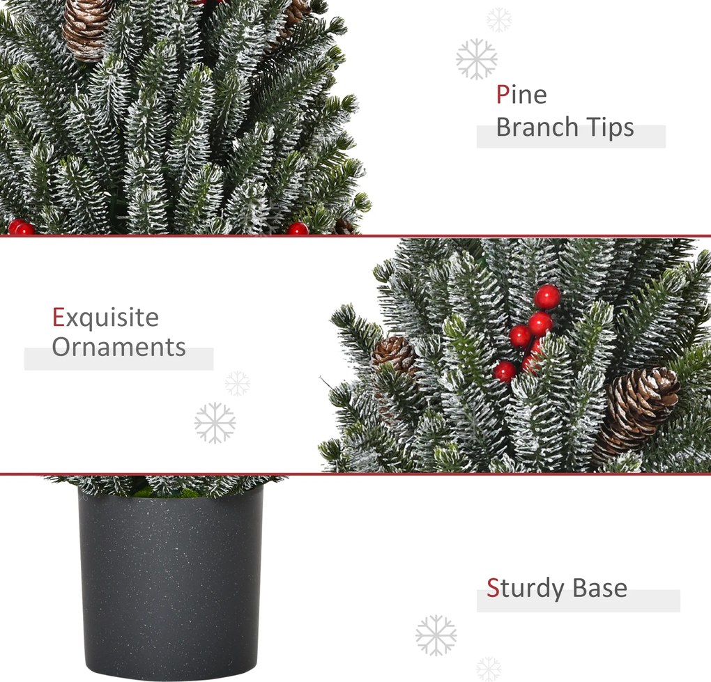 Sztuczna choinka na stół, 170 gałązek, ośnieżona, PE PVC, kolor zielony | Aosom PL