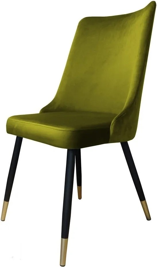Krzesło Victor tkanina Welur noga metalowa krzesło tapicerowane premium : Kolor nogi - Czano-złota stożek, Kolor tkaniny - VELVET - BL75, Typ siedziska - Siedzisko obrotowe 360°