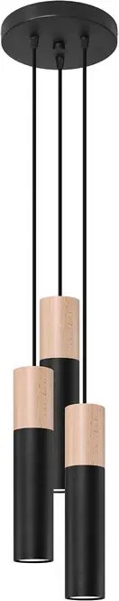 Czarna lampa wisząca potrójna tuba - S169 M0-Z14
