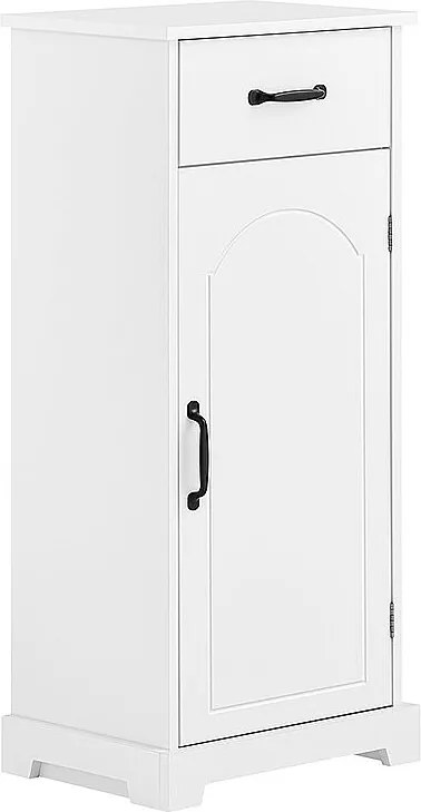 Wąska szafka łazienkowa z szufladami, regulowanymi półkami, odporna na wilgoć, biała