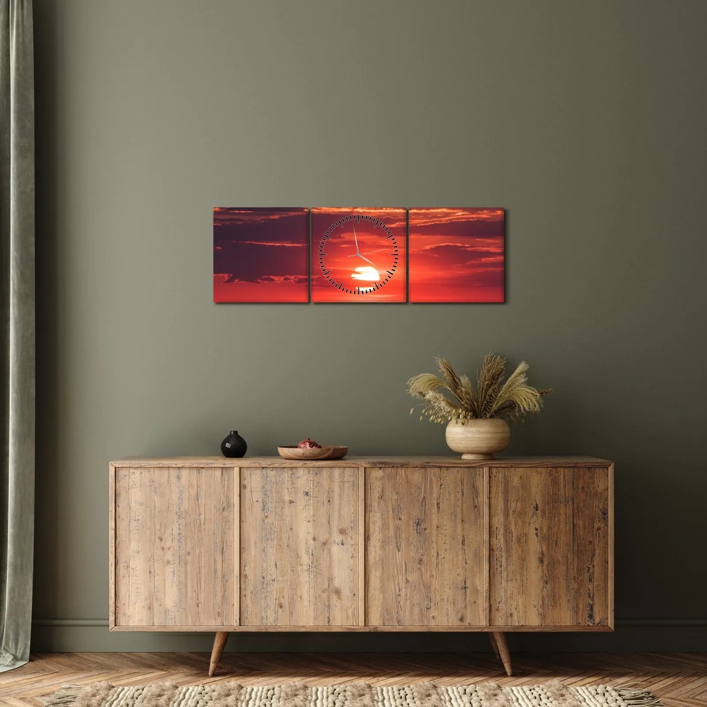 Obraz kolorowego słońca (z zegarem) (90x30 cm)