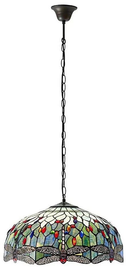 Endon 66148 - Żyrandol na łańcuchu Tiffany DRAGONFLY 3xE27/60W/230V Ø 50 cm