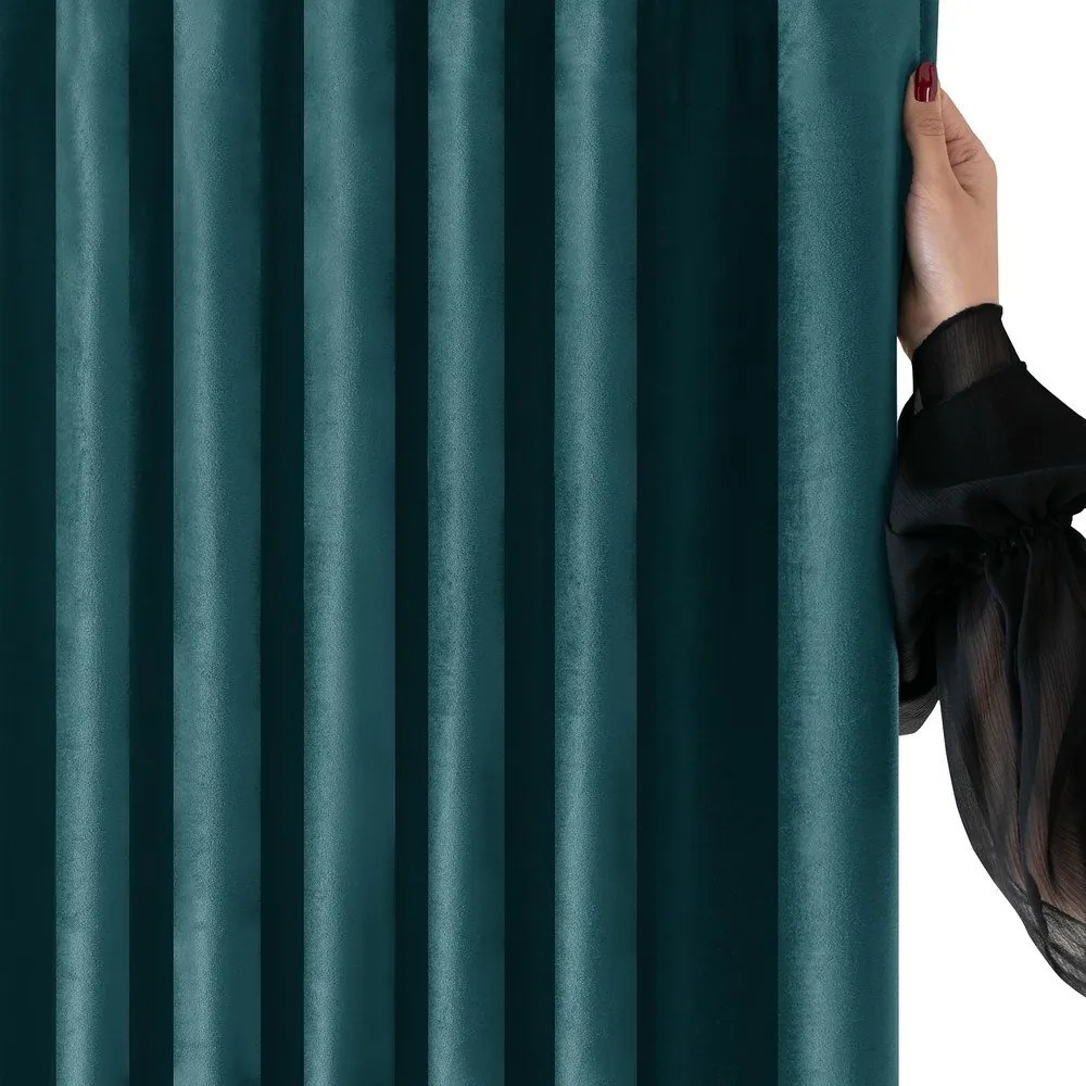 Morska aksamitna zasłona częściowo zaciemniająca (dimout) 400x250 cm Velto – Filumi