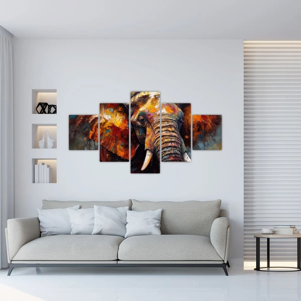 Obraz - Malowanie słonia (125x70 cm)