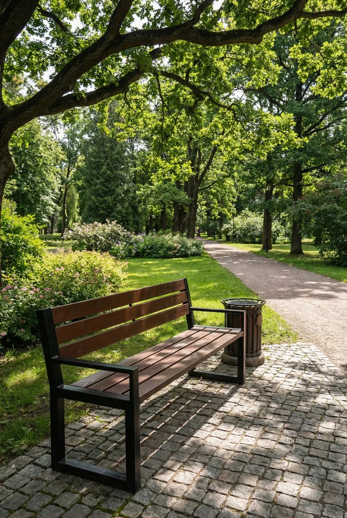 Stalowa ławka parkowa z oparciem T5-H11