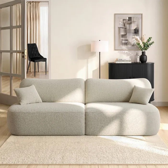 Sofa AVERIO Rozkładana Dwuosobowa Szara Boucle Nowoczesna