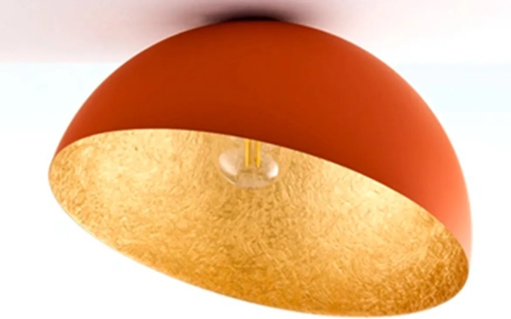 Półokrągły plafon sufitowy - Sfera Sigma ceglast-złoty, średnice 35, 50, 70, 90cm