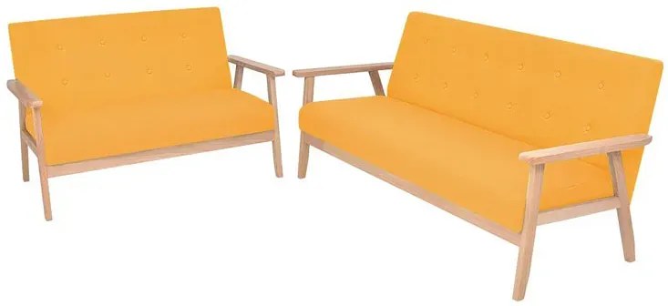 Żółty tapicerowany zestaw wypoczynkowy w stylu vintage - Kifi 4X