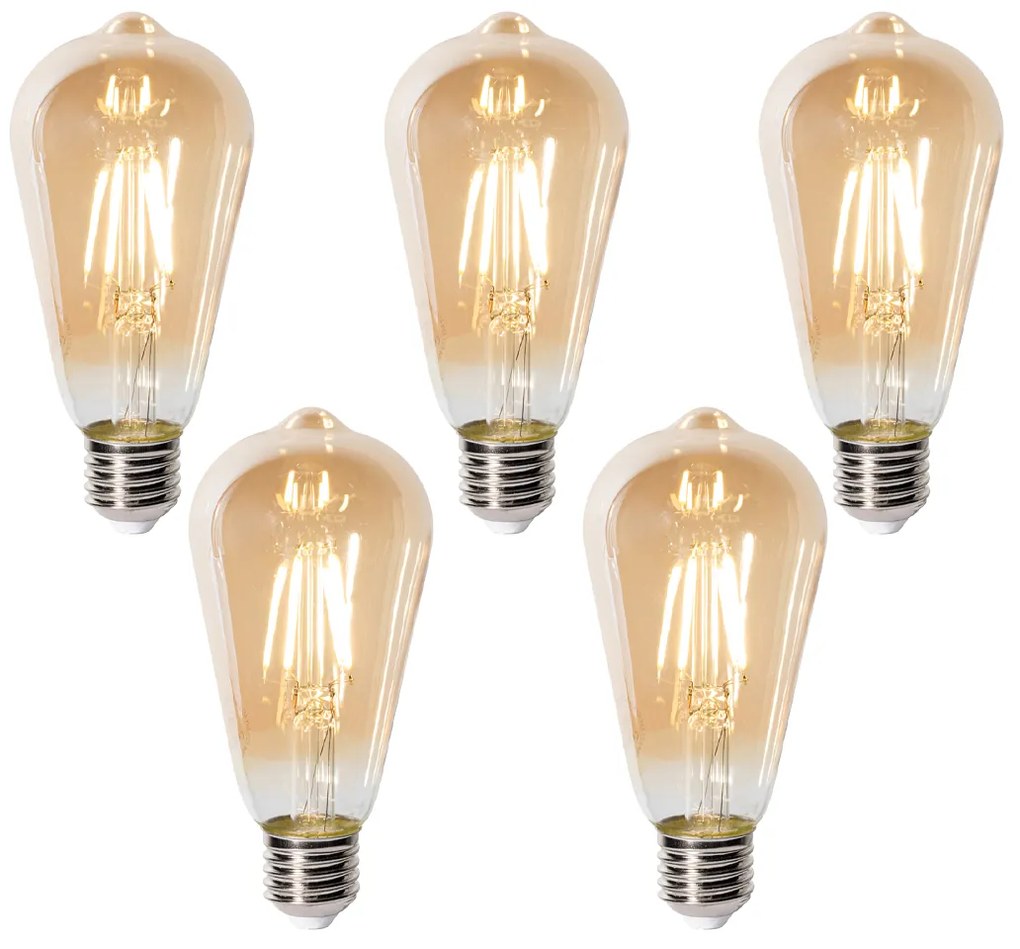 Zestaw 5 E27 dimbare LED lamp ST64 goud 5W 450 lm 2700K