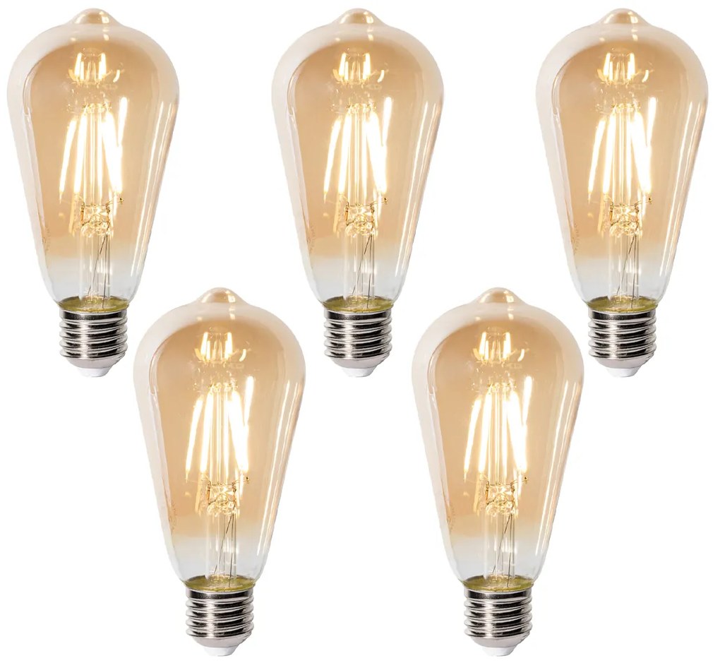 Zestaw 5 ściemnialnych żarówek LED E27 ST64 złotych 5W 450 lm 2700K