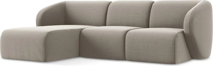 Jasnobrązowy aksamitny narożnik (lewostronny/z szezlongiem) Lani – Makamii