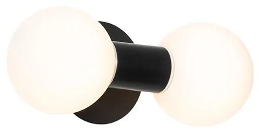 Nowoczesna lampa ścienna czarna IP44 2-światłowa - Cederic Nowoczesny Oswietlenie wewnetrzne