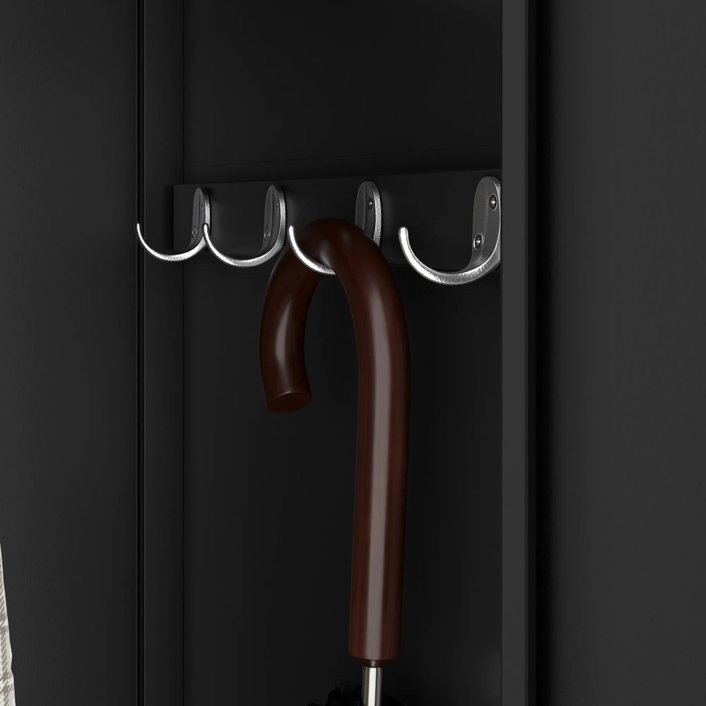 Szafka pracownicza metalowa dwukomorowa czarna: KACPER II, 600 x 1800 x 500 mm